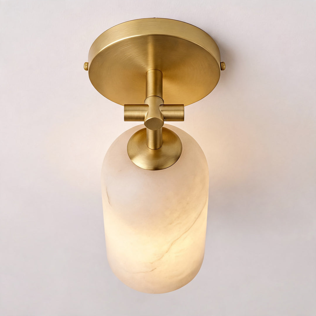 Modern Alabaster Wall Sconce Wall Mounted Metal Light Fixture with LED Compatibility