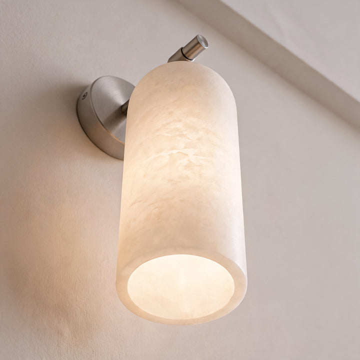 Modern Alabaster Wall Sconce Wall Mounted Metal Light Fixture with LED Compatibility