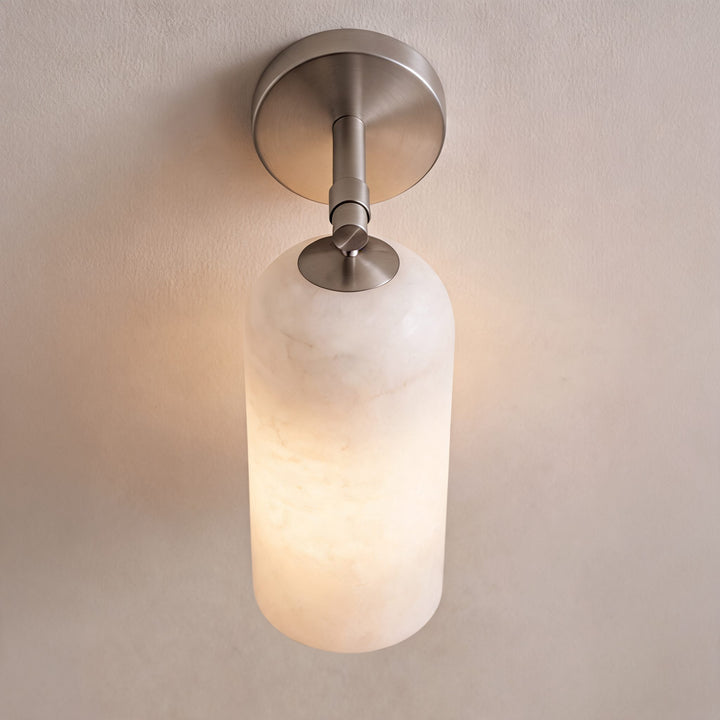 Modern Alabaster Wall Sconce Wall Mounted Metal Light Fixture with LED Compatibility