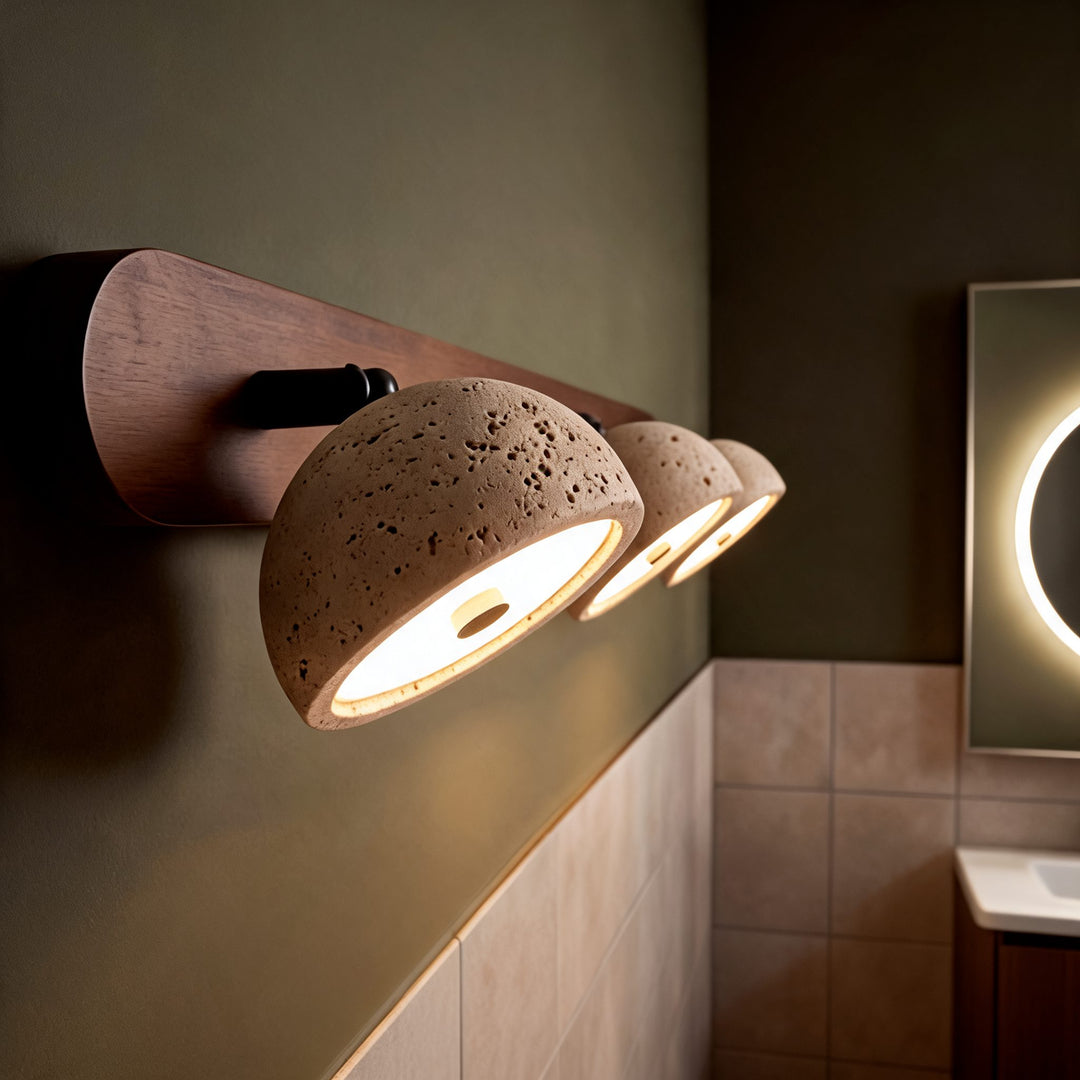 Modern Adjustable Vanity Light Fixture in Travertine with Dimmable LED for Bathroom Lighting