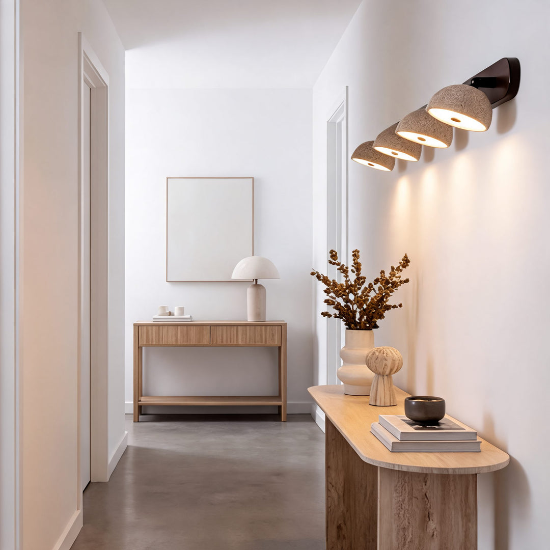 Modern Adjustable Vanity Light Fixture in Travertine with Dimmable LED for Bathroom Lighting