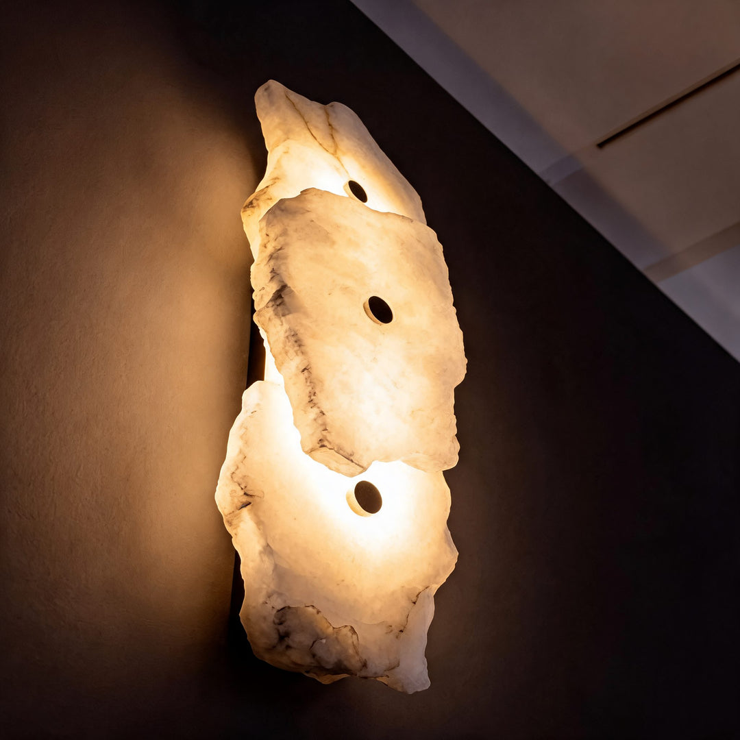 Modern Wall Sconce Lighting Adjustable LED Alabaster Shade with Metal Base for Home Decor