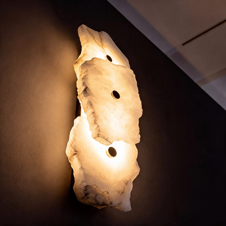 Modern Wall Sconce Lighting Adjustable LED Alabaster Shade with Metal Base for Home Decor