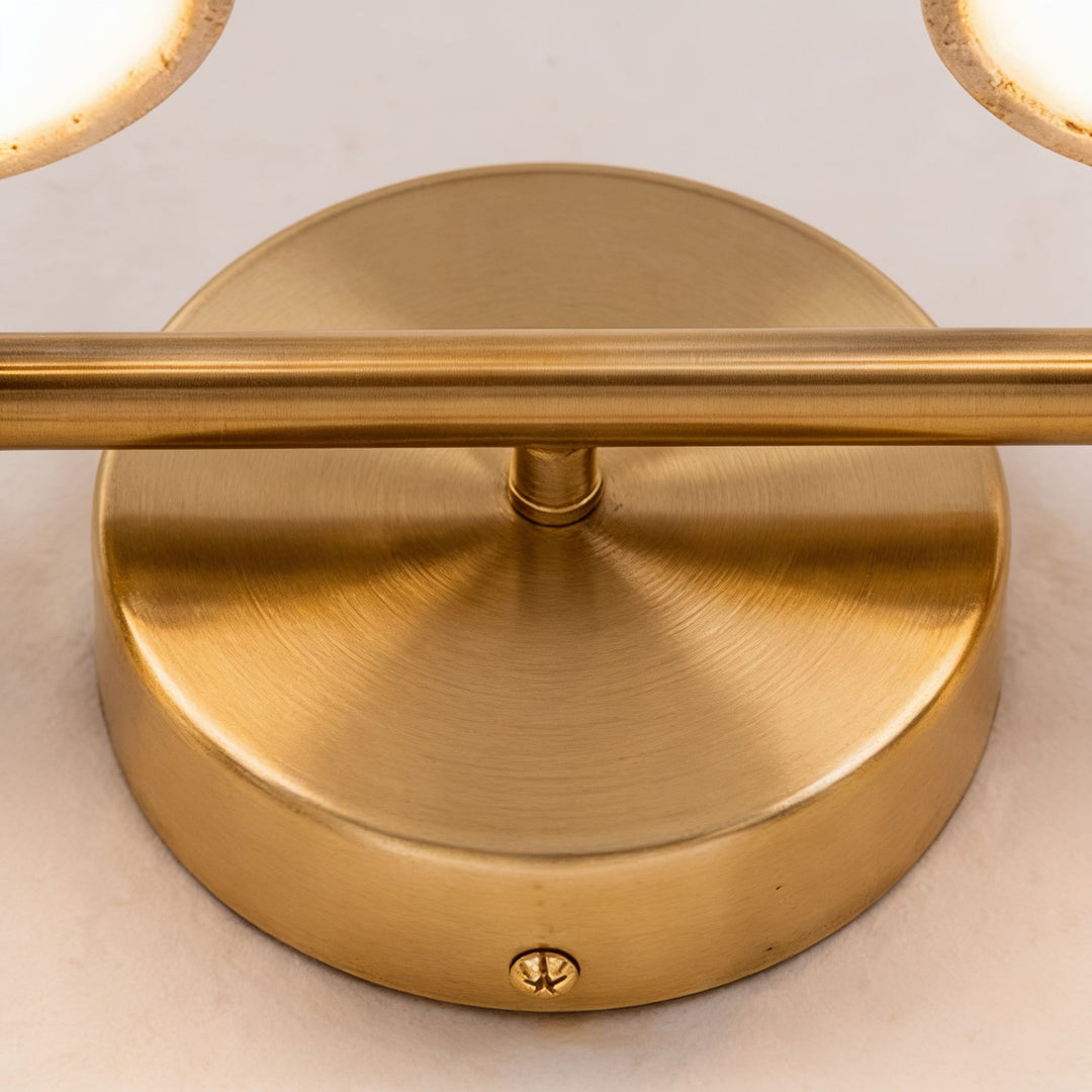 Modern Bathroom Vanity Light Wall Mounted with Travertine Shades and Dimmable LED Illumination