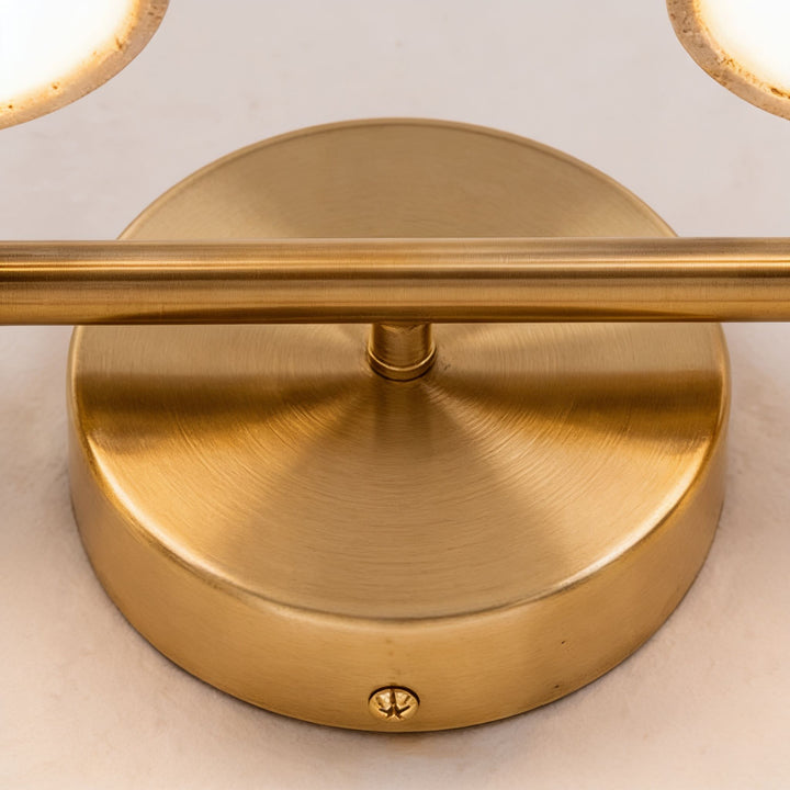 Modern Bathroom Vanity Light Wall Mounted with Travertine Shades and Dimmable LED Illumination