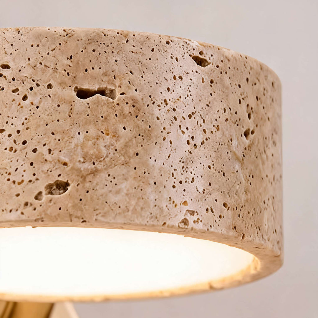 Modern Bathroom Vanity Light Wall Mounted with Travertine Shades and Dimmable LED Illumination