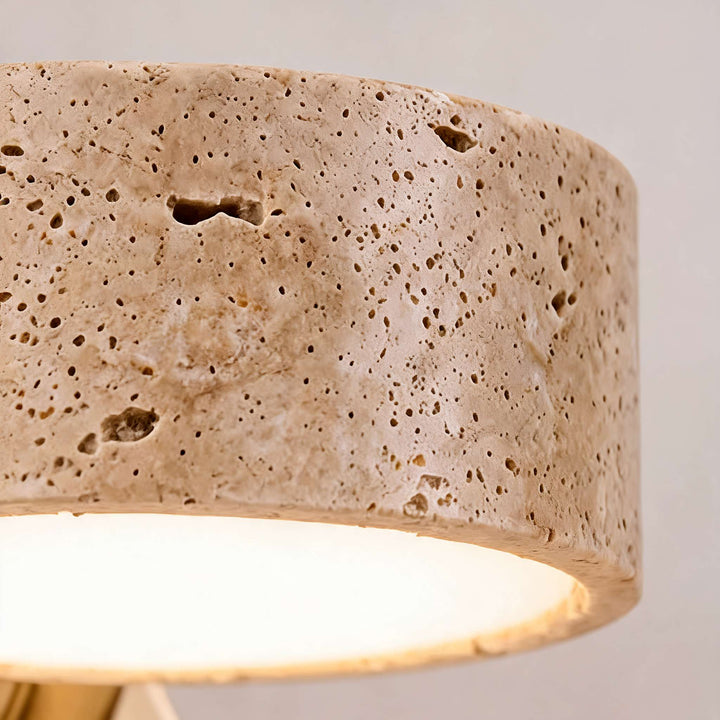 Modern Bathroom Vanity Light Wall Mounted with Travertine Shades and Dimmable LED Illumination