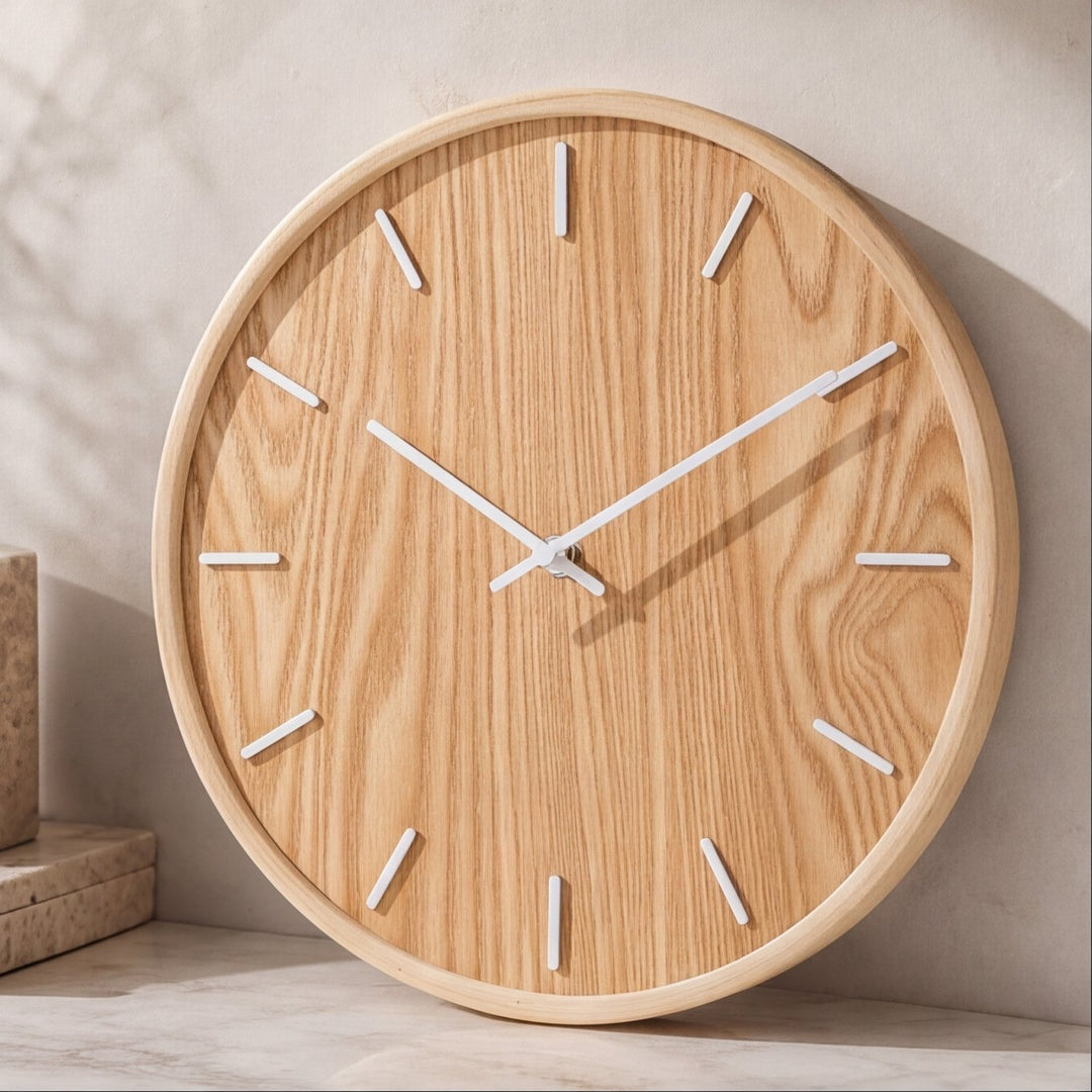 Modern Wall Clock Solid Wood Silent Sweep Design for Home Office Wall Clock Decor