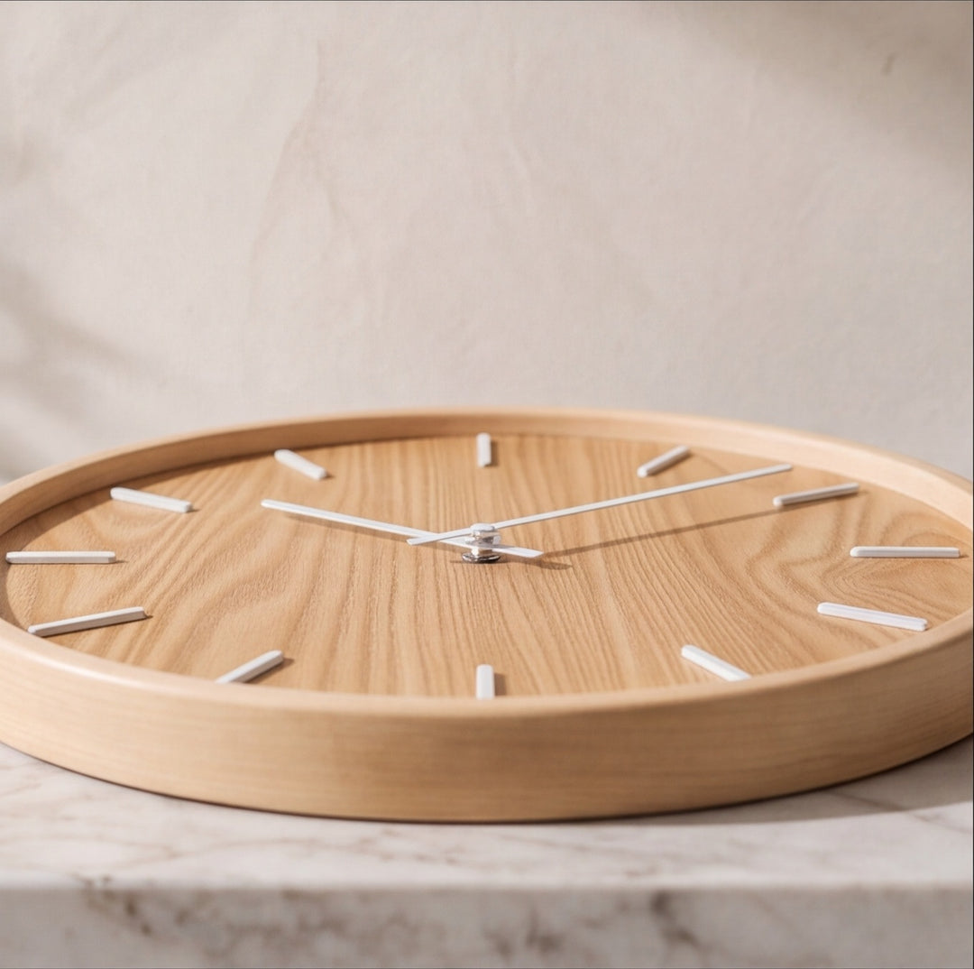 Modern Wall Clock Solid Wood Silent Sweep Design for Home Office Wall Clock Decor