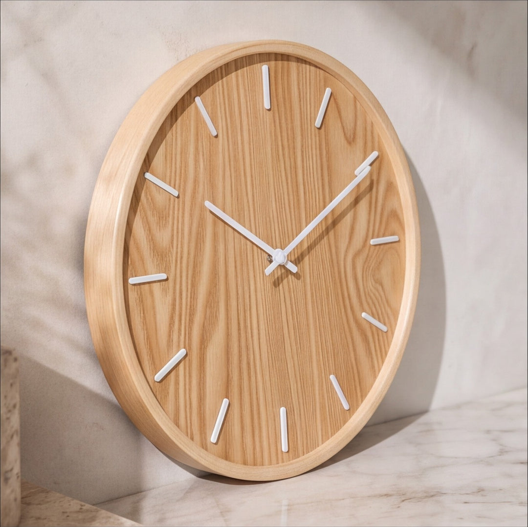 Modern Wall Clock Solid Wood Silent Sweep Design for Home Office Wall Clock Decor