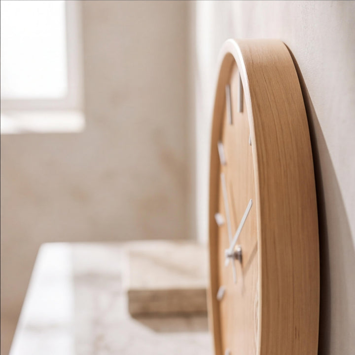 Modern Wall Clock Solid Wood Silent Sweep Design for Home Office Wall Clock Decor
