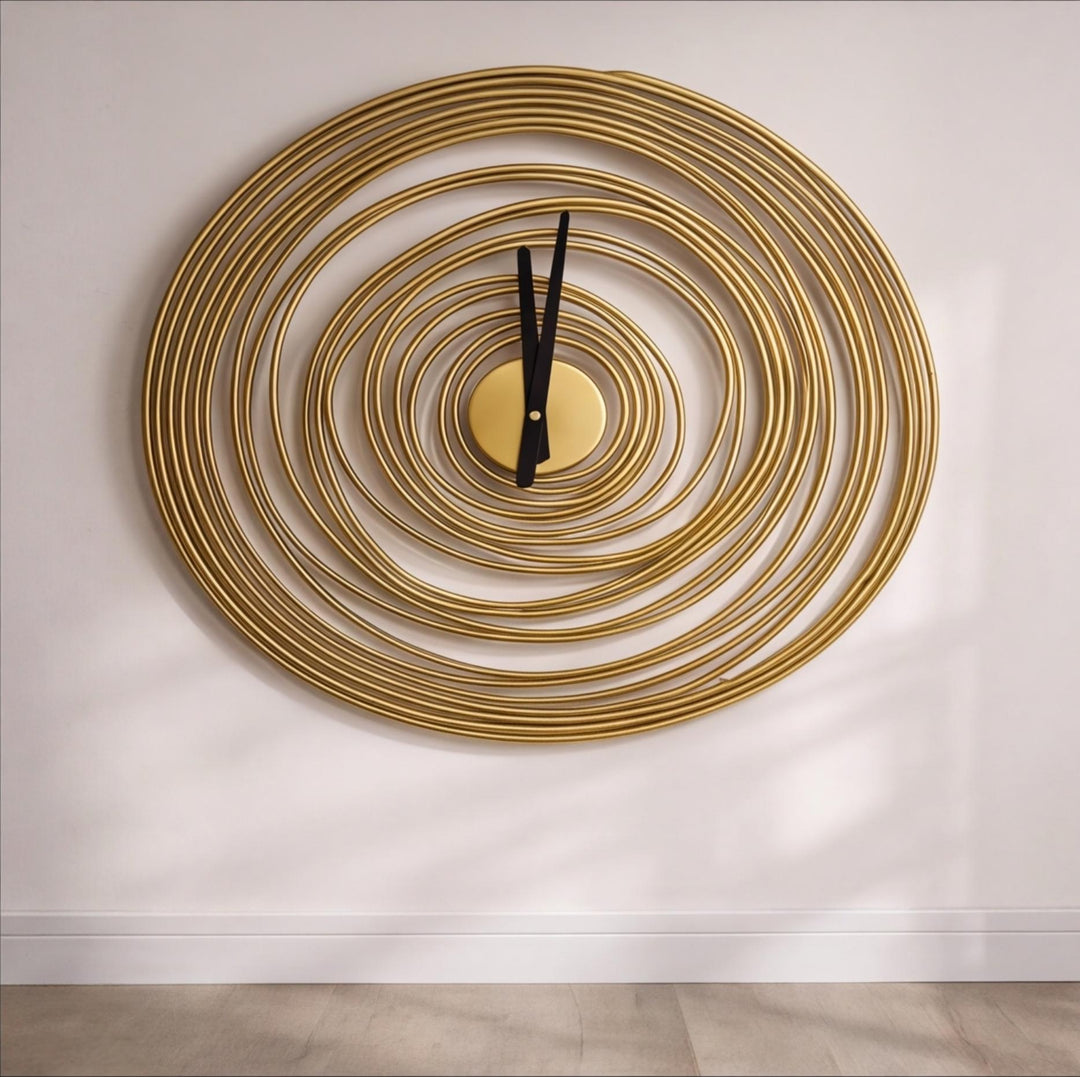 Modern Round Wall Clock Large Metal Quiet Mechanism 49cm Diameter for Kitchen and Home Decor