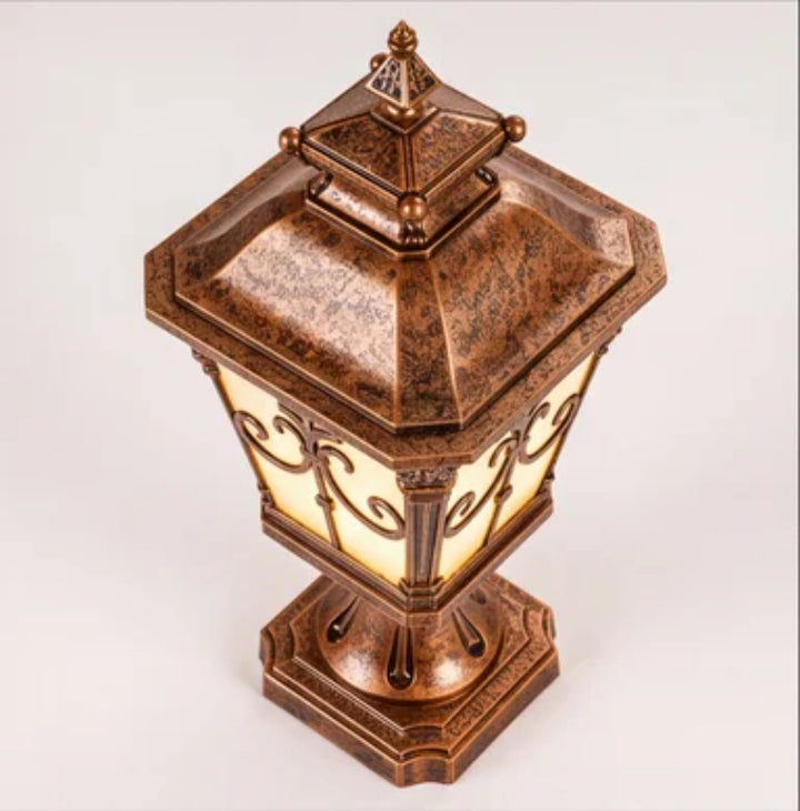 Victorian Outdoor Pillar Light Solar or Hardwired Die-Cast Aluminum Glass IP65