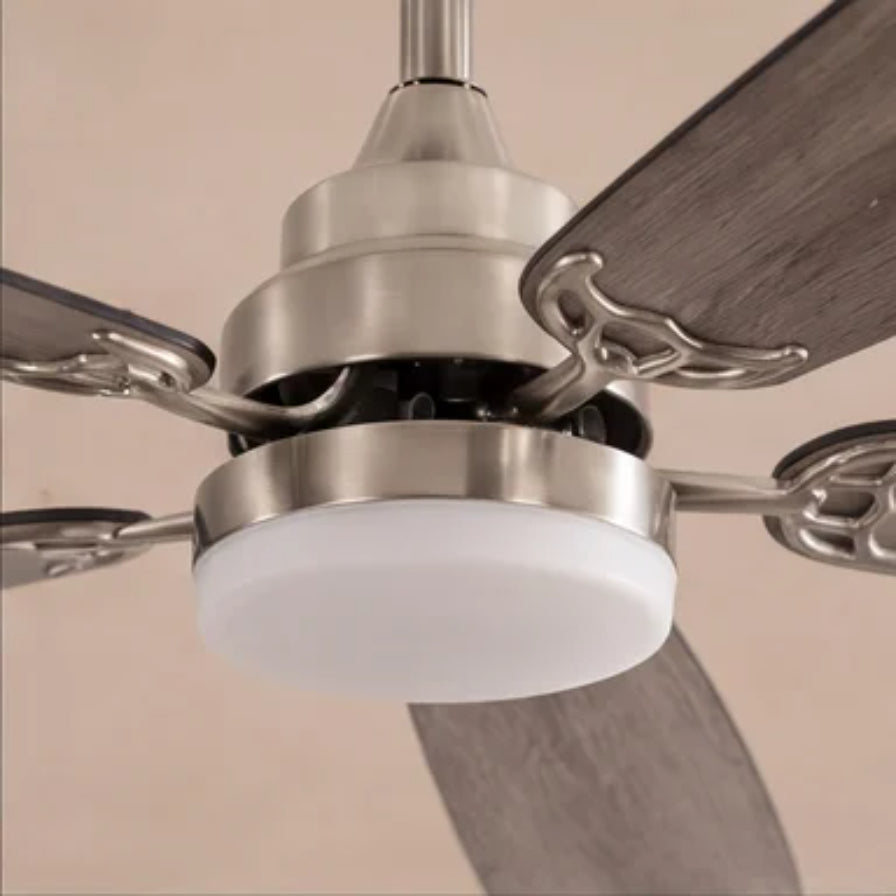 Modern Ceiling Fan Flush Mount Dual-Tone MDF Blades Matte Metal 18W LED 6-Speed DC Motor