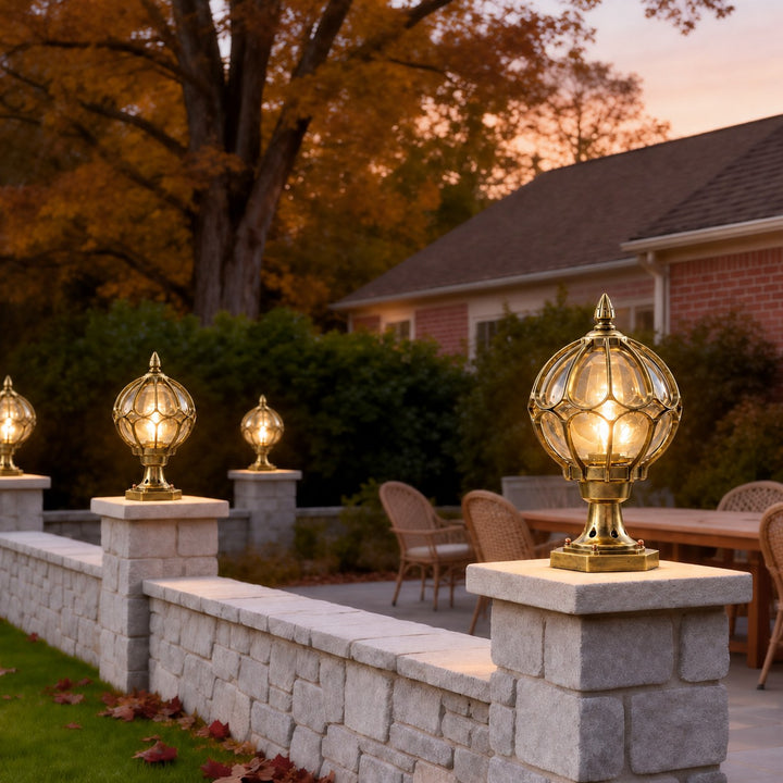Modern Outdoor Pillar Light Aluminum Base Clear Glass Shade IP65 Rated for Garden and Pathways