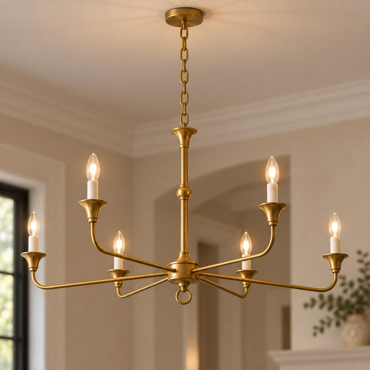 Modern Multi-Arm Black Chandelier Adjustable Ceiling Light Brass Candelabra 5-6 Bulb E14