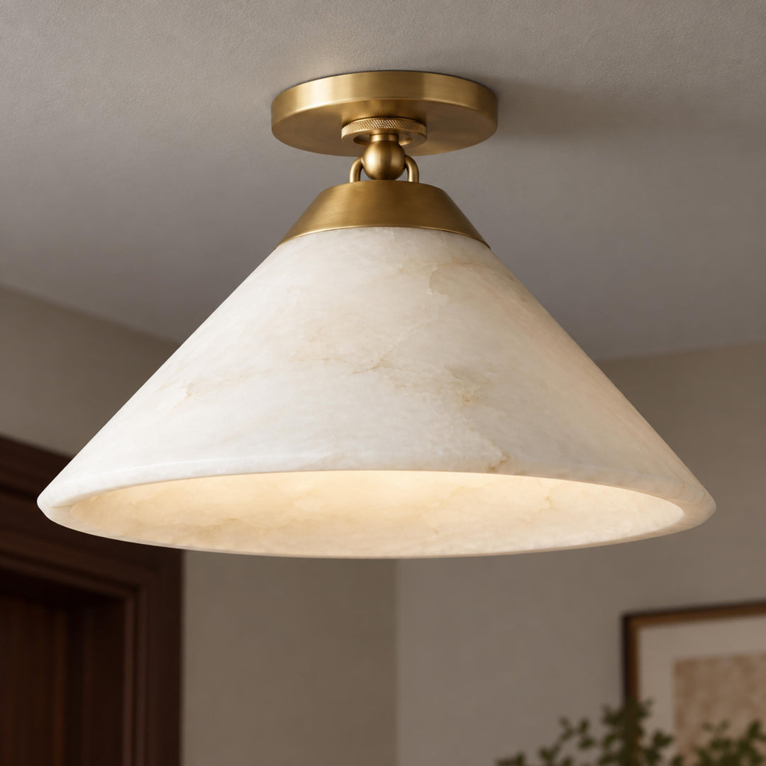 Modern Flush Mount Ceiling Light in Alabaster with Dimmable LED Feature for Cozy Atmosphere
