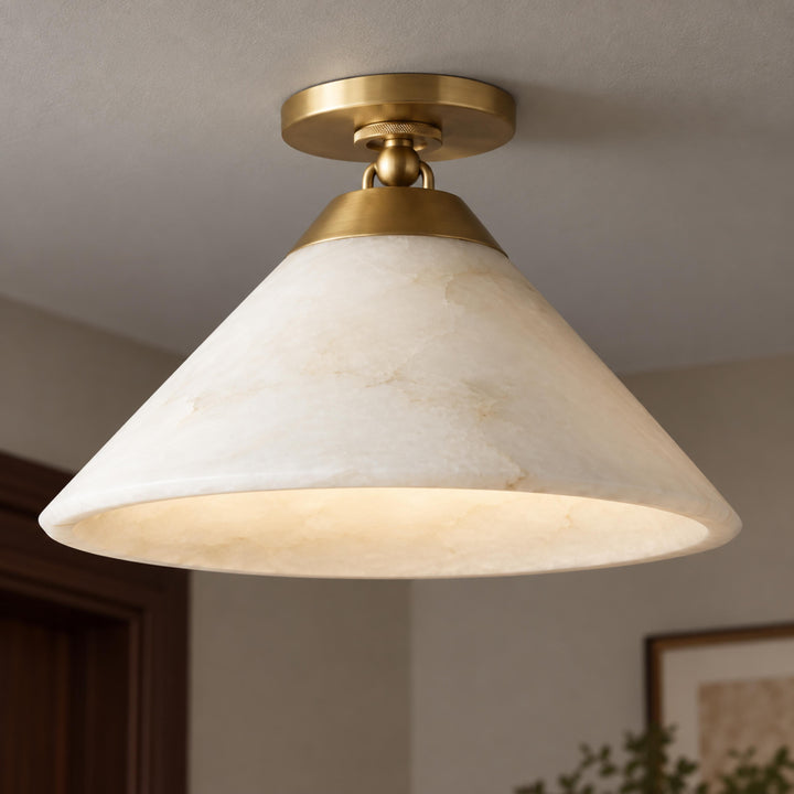 Modern Flush Mount Ceiling Light in Alabaster with Dimmable LED Feature for Cozy Atmosphere