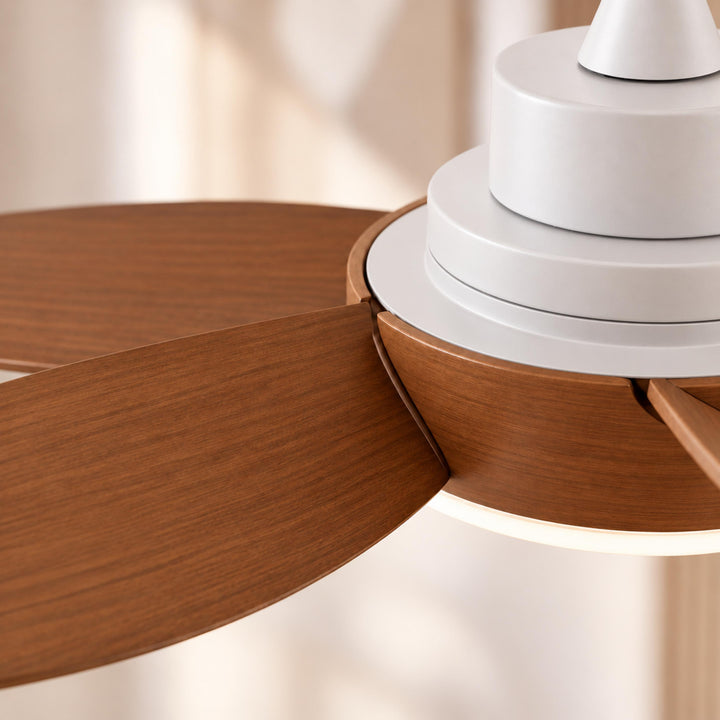 Modern Flush Mount Ceiling Fan with LED Light 6-Speed DC Motor Copper ABS Blades