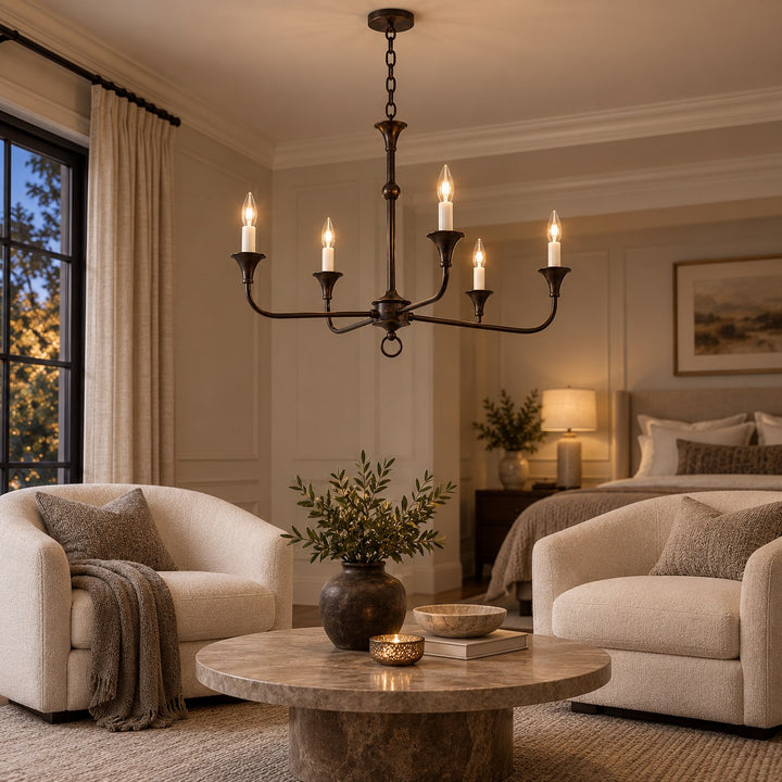 Modern Multi-Arm Black Chandelier Adjustable Ceiling Light Brass Candelabra 5-6 Bulb E14