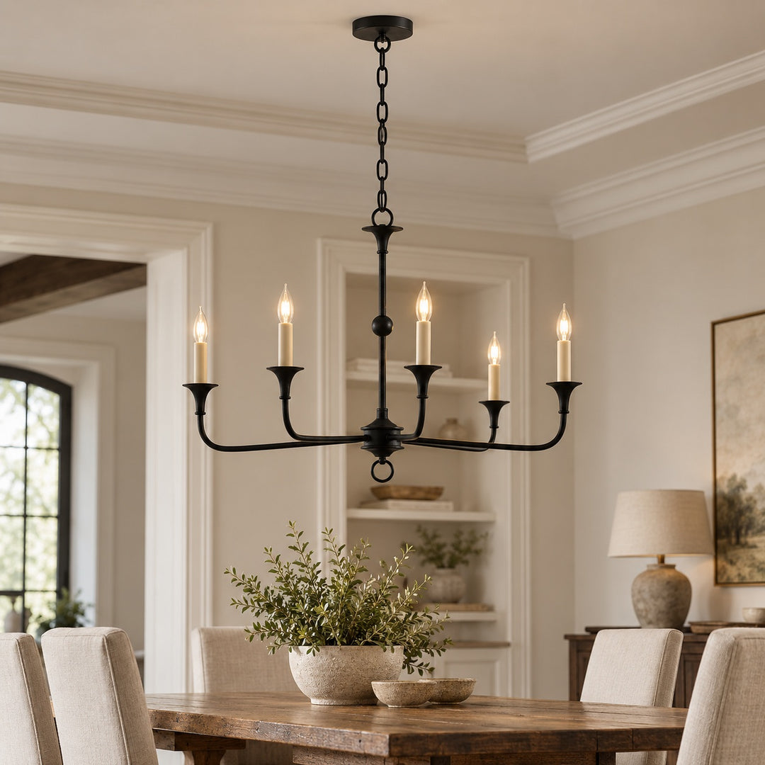Modern Multi-Arm Black Chandelier Adjustable Ceiling Light Brass Candelabra 5-6 Bulb E14