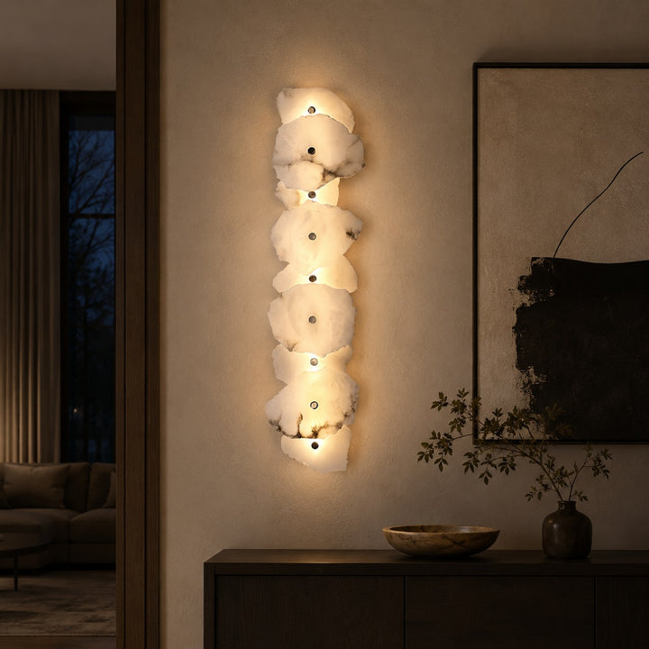 Modern Wall Sconce Lighting Adjustable LED Alabaster Shade with Metal Base for Home Decor