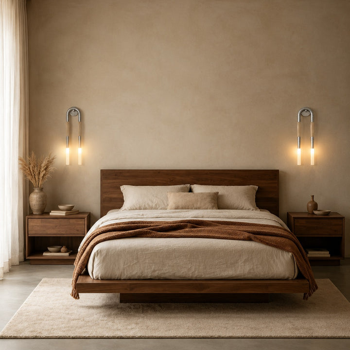 Modern Wall Lamp Flush Mount Metal LED Adjustable Lighting with Horsehair Accent