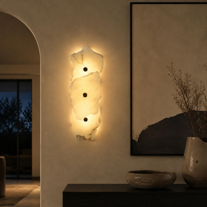 Modern Wall Sconce Lighting Adjustable LED Alabaster Shade with Metal Base for Home Decor