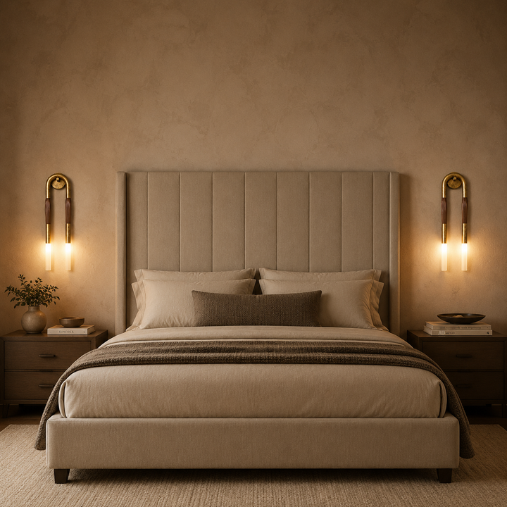 Modern Wall Lamp Flush Mount Metal LED Adjustable Lighting with Horsehair Accent