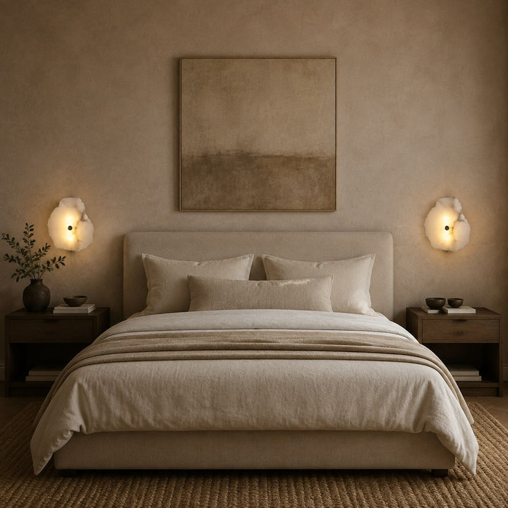 Modern Wall Sconce Lighting Adjustable LED Alabaster Shade with Metal Base for Home Decor