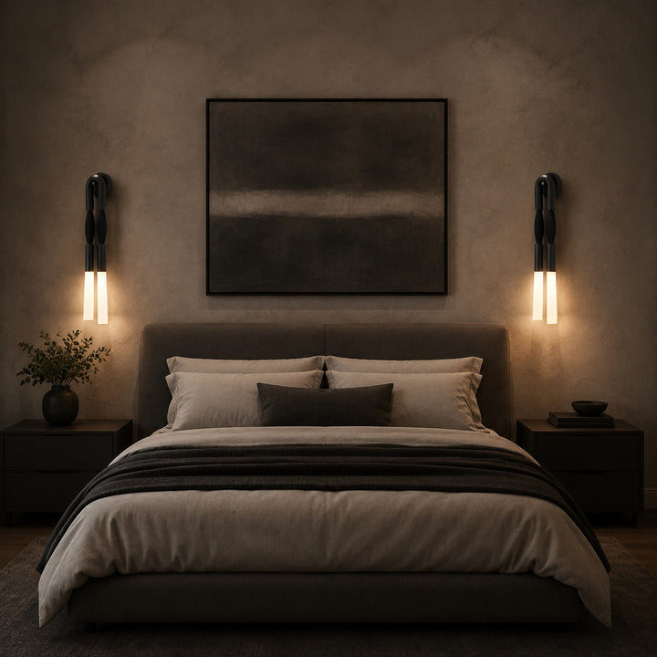 Modern Wall Lamp Flush Mount Metal LED Adjustable Lighting with Horsehair Accent
