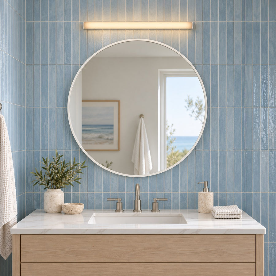 Minimalist Wall Light Wall Mounted Aluminum PC Diffuser LED Bathroom Sconce Lighting in the coastal bathroom
