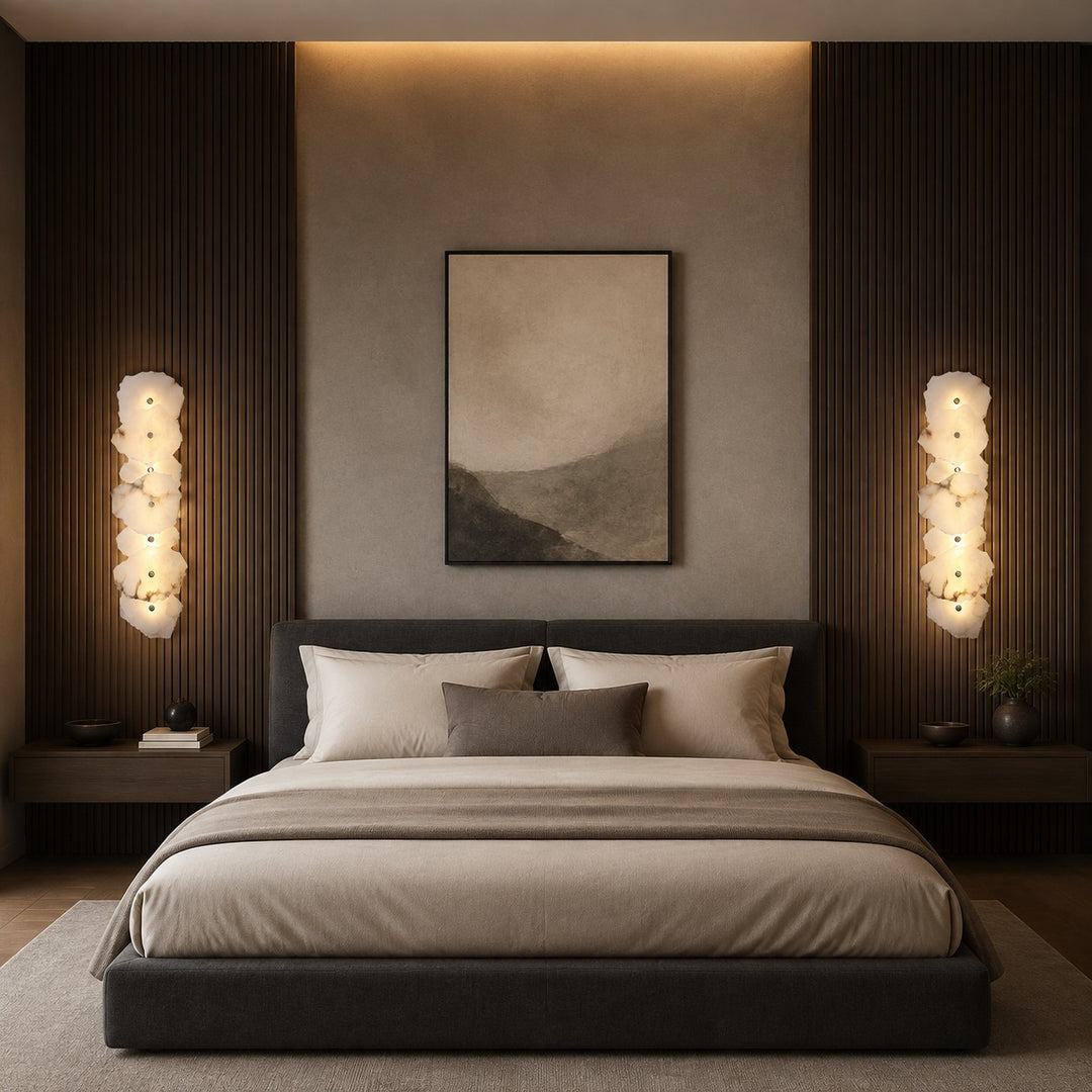 Modern Wall Sconce Lighting Adjustable LED Alabaster Shade with Metal Base for Home Decor