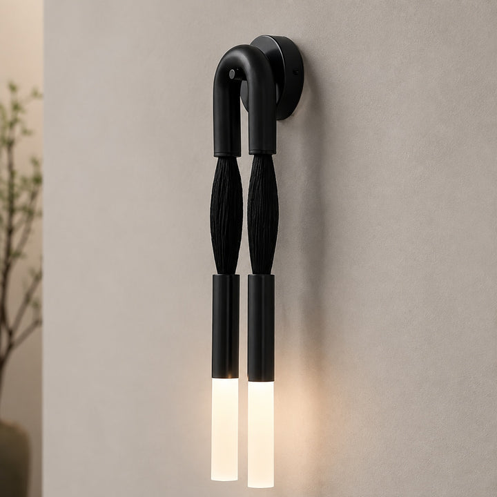Modern Wall Lamp Flush Mount Metal LED Adjustable Lighting with Horsehair Accent